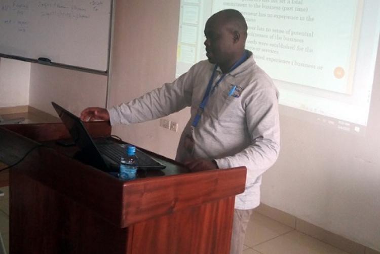 Dr. Duncan Elly Ochieng, School of Business presenting on the topic Developing a Business plan