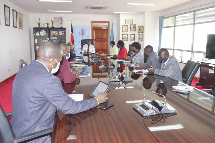 A meeting between the Vice-Chancellor, University of Nairobi, Prof. Stephen Kiama and the Managing Director of Elgon Kenya Ltd, Dr. Bimal Kantaria held on 5th October, 2021 to discuss a collaboration in development of a research and innovation center at the Faculty of Agriculture, University of Nairobi.